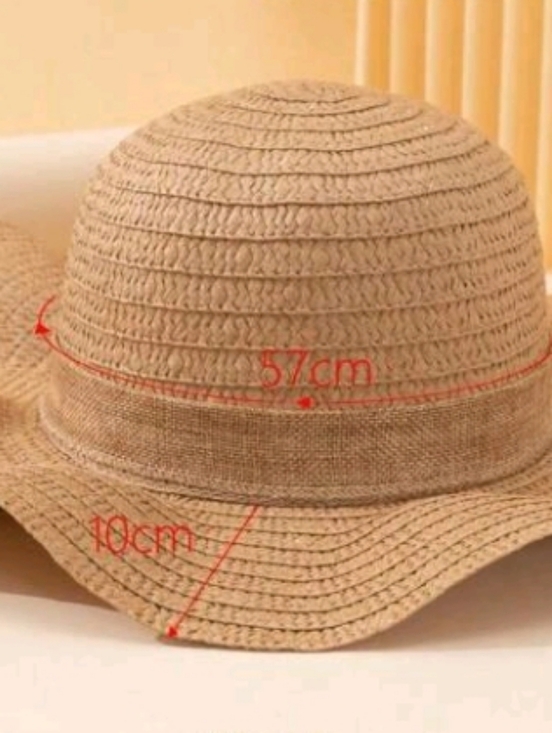 Khaki Raffia Woven Wide Brim Foldable Sun Hat with Bow main image 8